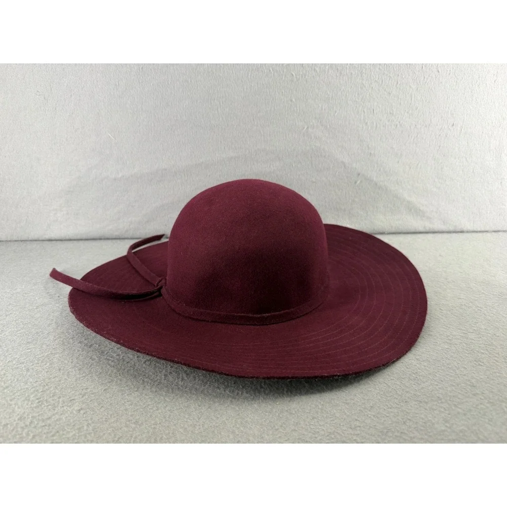 Collections Eighteen Floppy Hat Womens One Size Burgundy 100% Wool Festival Boho